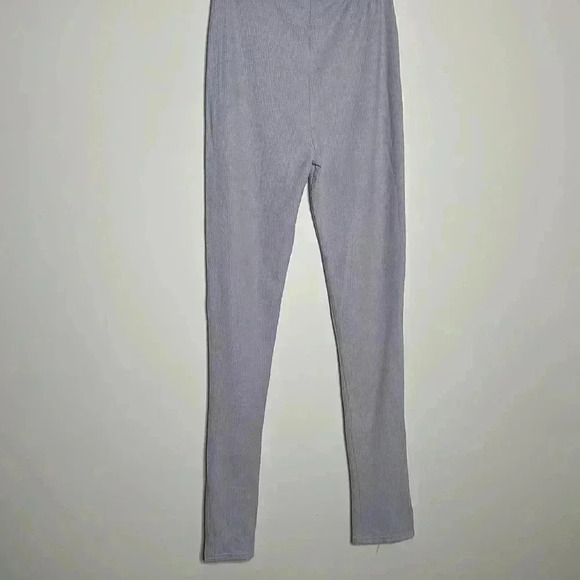 Grey Marl Textured Ribbed Split Hem Leggings - Picture 11 of 14